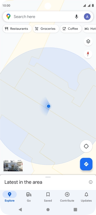 Press the search field and key in the required destination.