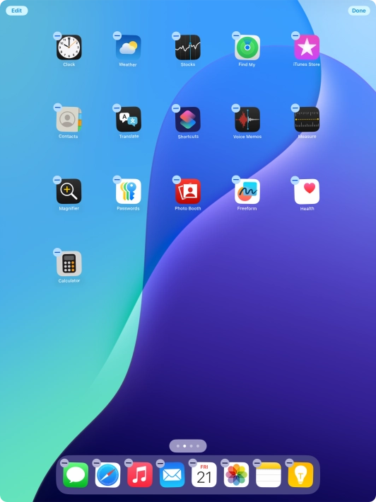 To remove an application from Dock, press and hold the required application and drag it upwards from Dock.