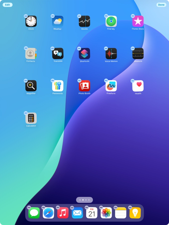 To remove an application from Dock, press and hold the required application and drag it upwards from Dock.