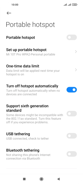 Press Set up portable hotspot.