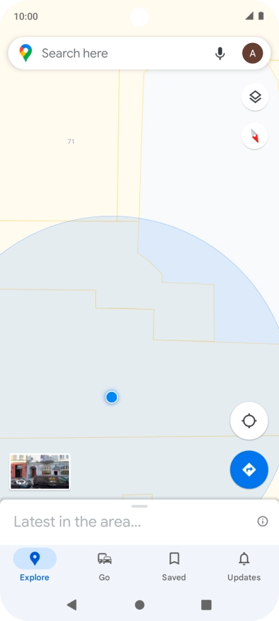 Press the search field and key in the required destination.