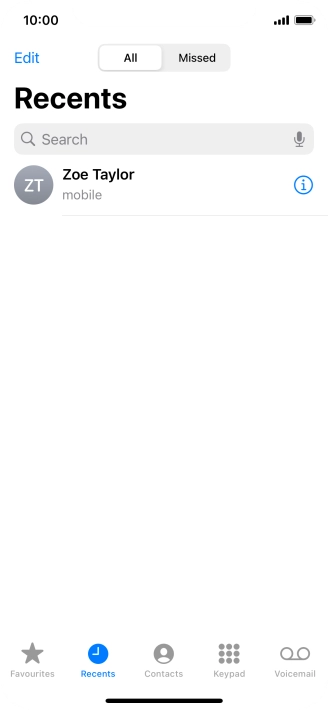Press the information icon next to the required phone number.