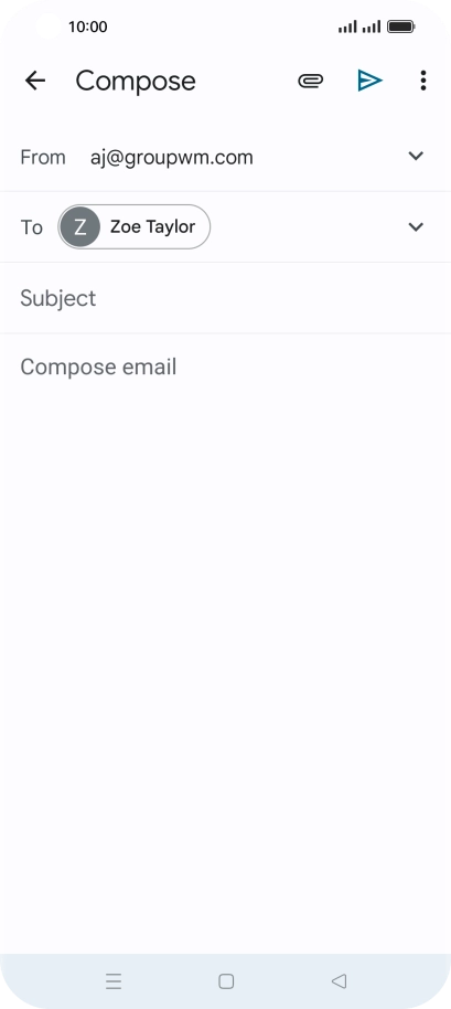 Press Subject and key in the subject for the email message.