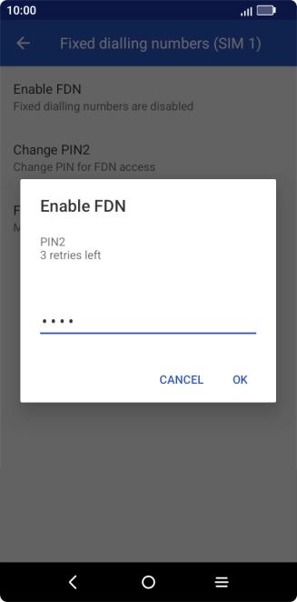 Key in your PIN2 and press OK. The default PIN2 is 1111.