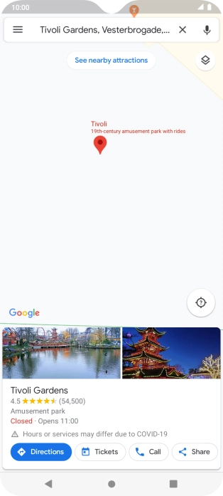 Press the destination at the bottom of the screen.
