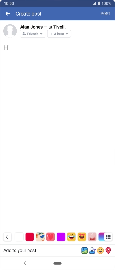 Write the required text and press POST.