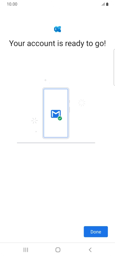 If this screen is displayed, your email account has been recognised and is being set up automatically. Follow the instructions on the screen to key in more information and finish setting up your phone.