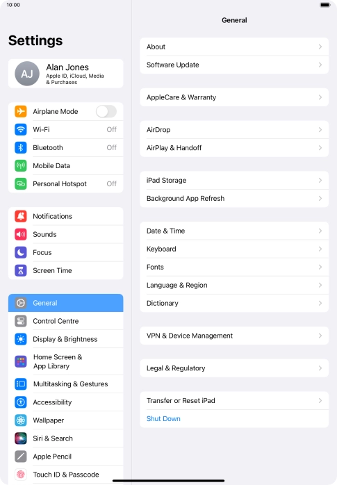 Press Mobile Data.