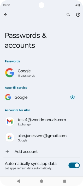 Press the required account.