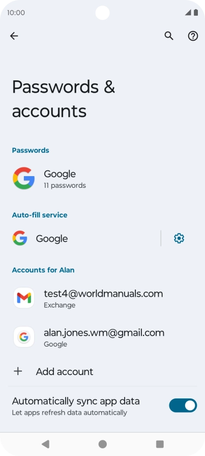 Press the required account.