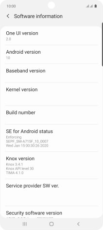 Your phone's software version is displayed below Android version.
