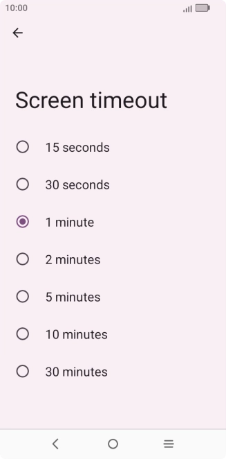 Press the required setting.