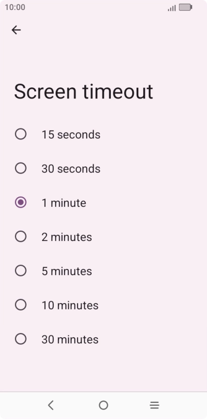 Press the required setting.