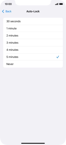 Press the required setting.