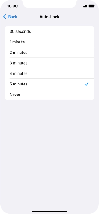 Press the required setting.