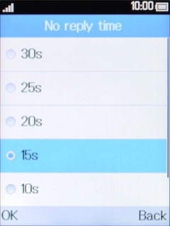 If you choose to divert missed calls, you need to select a delay for the divert. Select the required delay.