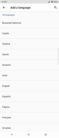 Press the required language to add it to the list of phone languages.