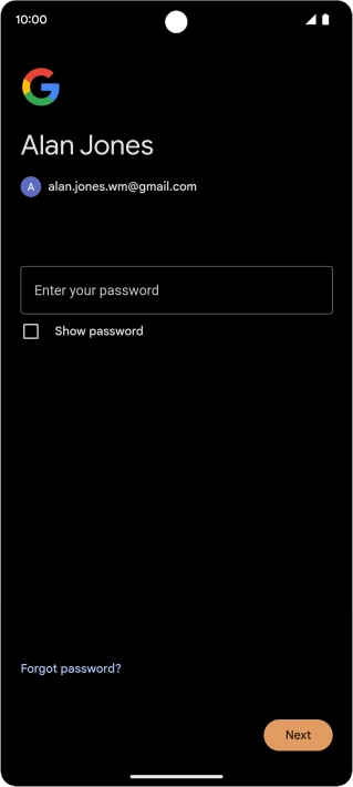Press Enter your password and key in the password for your Google account.