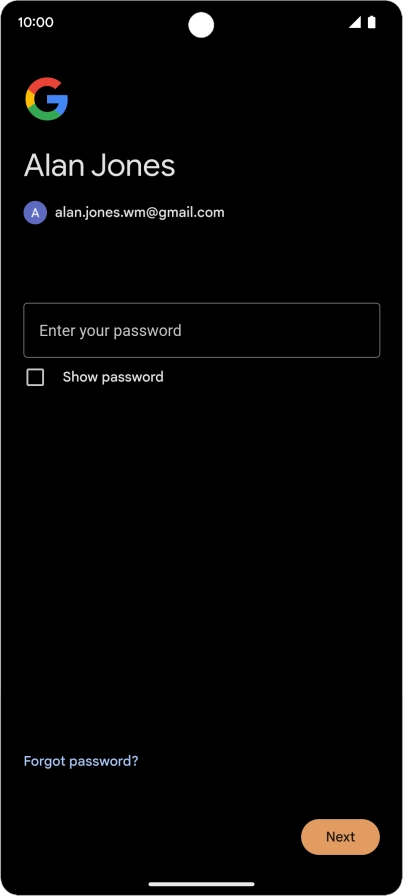 Press Enter your password and key in the password for your Google account.