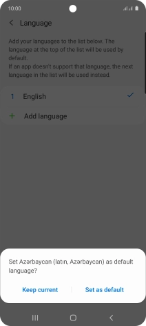 To select the new language as the default phone language, press Set as default.