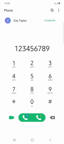 Key in the required number and press the call icon next to the required SIM.