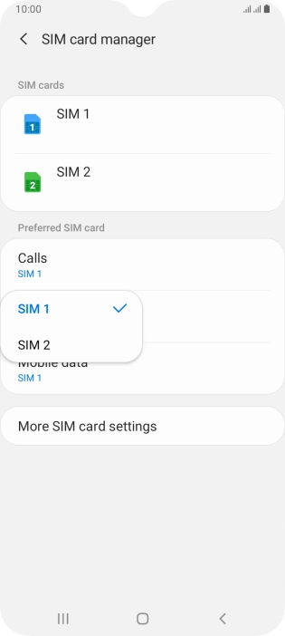 Press the required SIM.