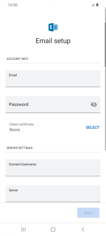 Press Password and key in the password for your email account.