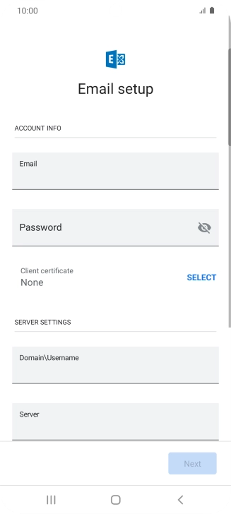 Press Password and key in the password for your email account.