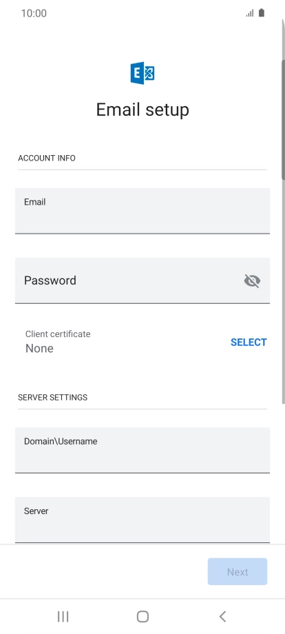 Press Password and key in the password for your email account.