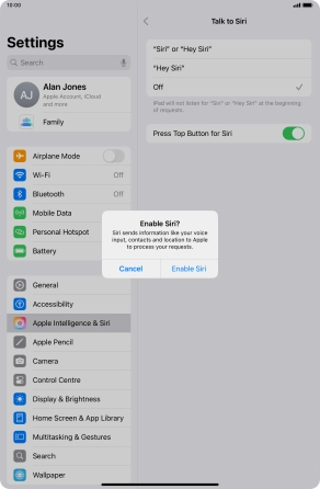 Press Enable Siri.