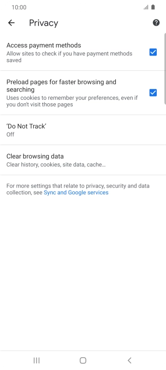 Press Clear browsing data.