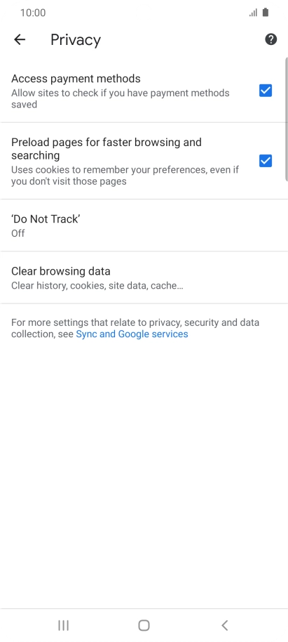 Press Clear browsing data.