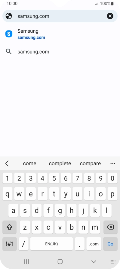 Key in the address of the required web page and press Go.