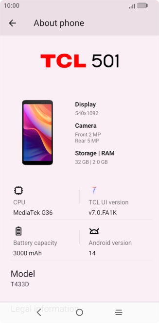 Your phone's software version is displayed below Android version.