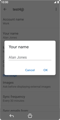 Key in the required sender name and press OK.