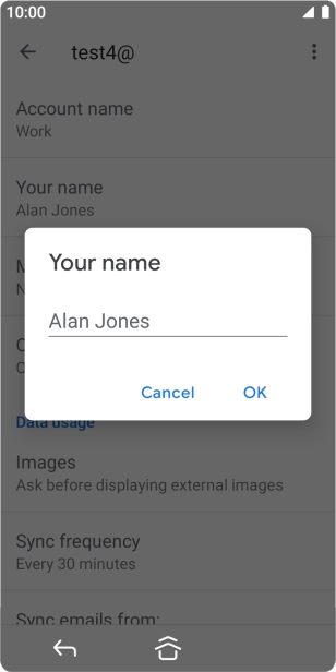 Key in the required sender name and press OK.