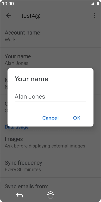 Key in the required sender name and press OK.