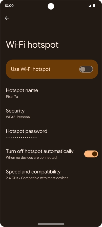 Press Hotspot password and key in the required password.