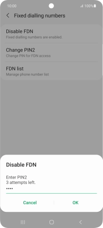 Key in your PIN2 and press OK. The default PIN2 is 1111.