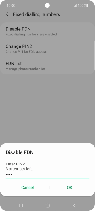 Key in your PIN2 and press OK. The default PIN2 is 1111.