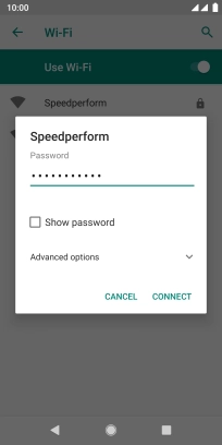 Key in the password for the Wi-Fi network and press CONNECT.
