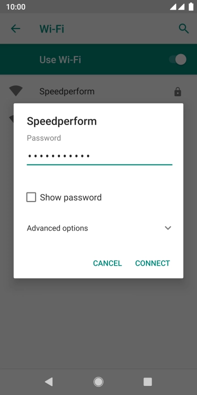 Key in the password for the Wi-Fi network and press CONNECT.
