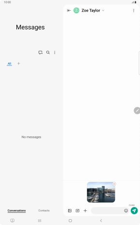 Press the text input field and write the text for your picture message.