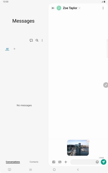 Press the text input field and write the text for your picture message.