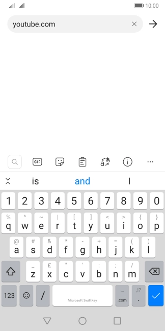 Key in youtube.com and press the confirm icon. Follow the instructions on the screen to log on to your YouTube account.