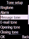 Select Message tone and press the Left selection key.