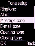 Select Message tone and press the Left selection key.