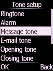 Select Message tone and press the Left selection key.