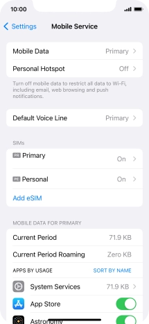 Press Mobile Data.