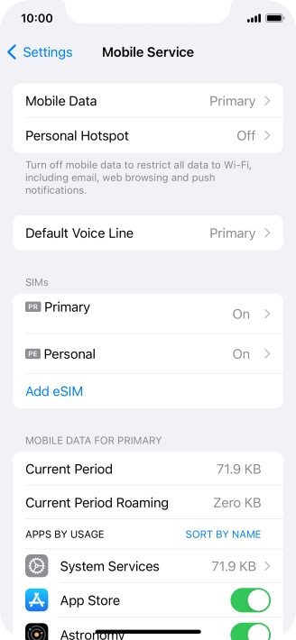Press Mobile Data.